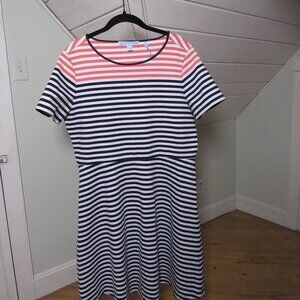 Draper James Women's Striped Ponte A-Line Blue Pink Nautical Dress Size 2X